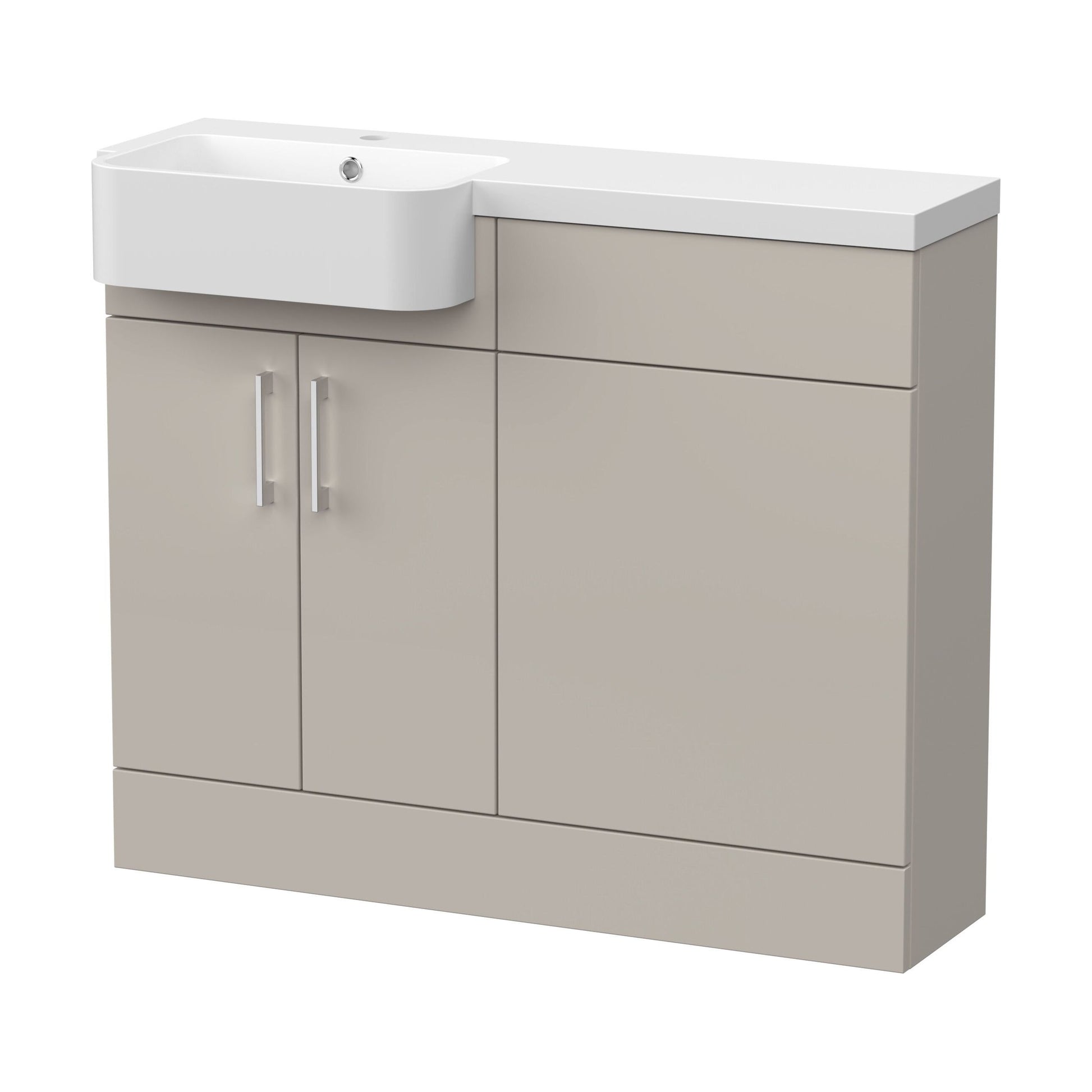 [BFFLR3204L] Wichnor Contemporary Floor Standing Compact 2 Door Combination Vanity Basin WC Unit with Polymarble Basin, 1000mm, Left Hand, Pebble Grey - Cutout