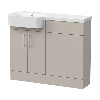 [BFFLR3204L] Wichnor Contemporary Floor Standing Compact 2 Door Combination Vanity Basin WC Unit with Polymarble Basin, 1000mm, Left Hand, Pebble Grey - Cutout