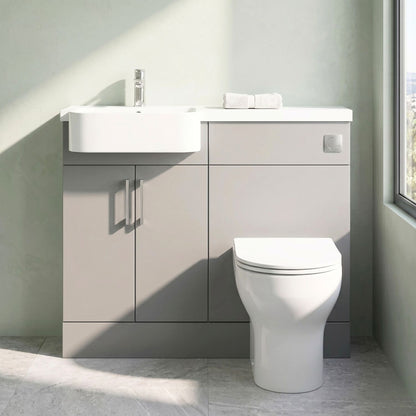 [BFFLR3204L] Wichnor Contemporary Floor Standing Compact 2 Door Combination Vanity Basin WC Unit with Polymarble Basin, 1000mm, Left Hand, Pebble Grey - Silo