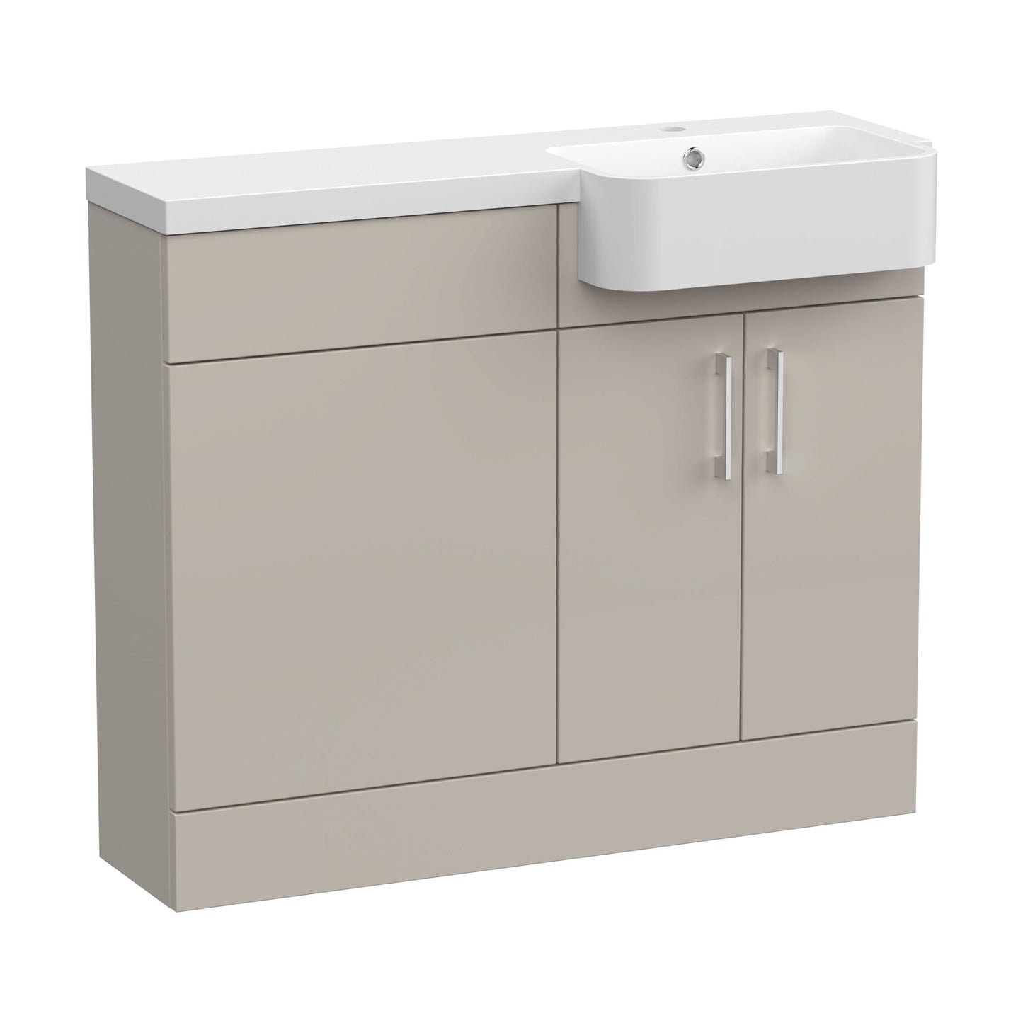 [BFFLR3204R] Wichnor Contemporary Floor Standing Compact 2 Door Combination Vanity Basin WC Unit with Polymarble Basin, 1000mm, Right Hand, Pebble Grey - Cutout