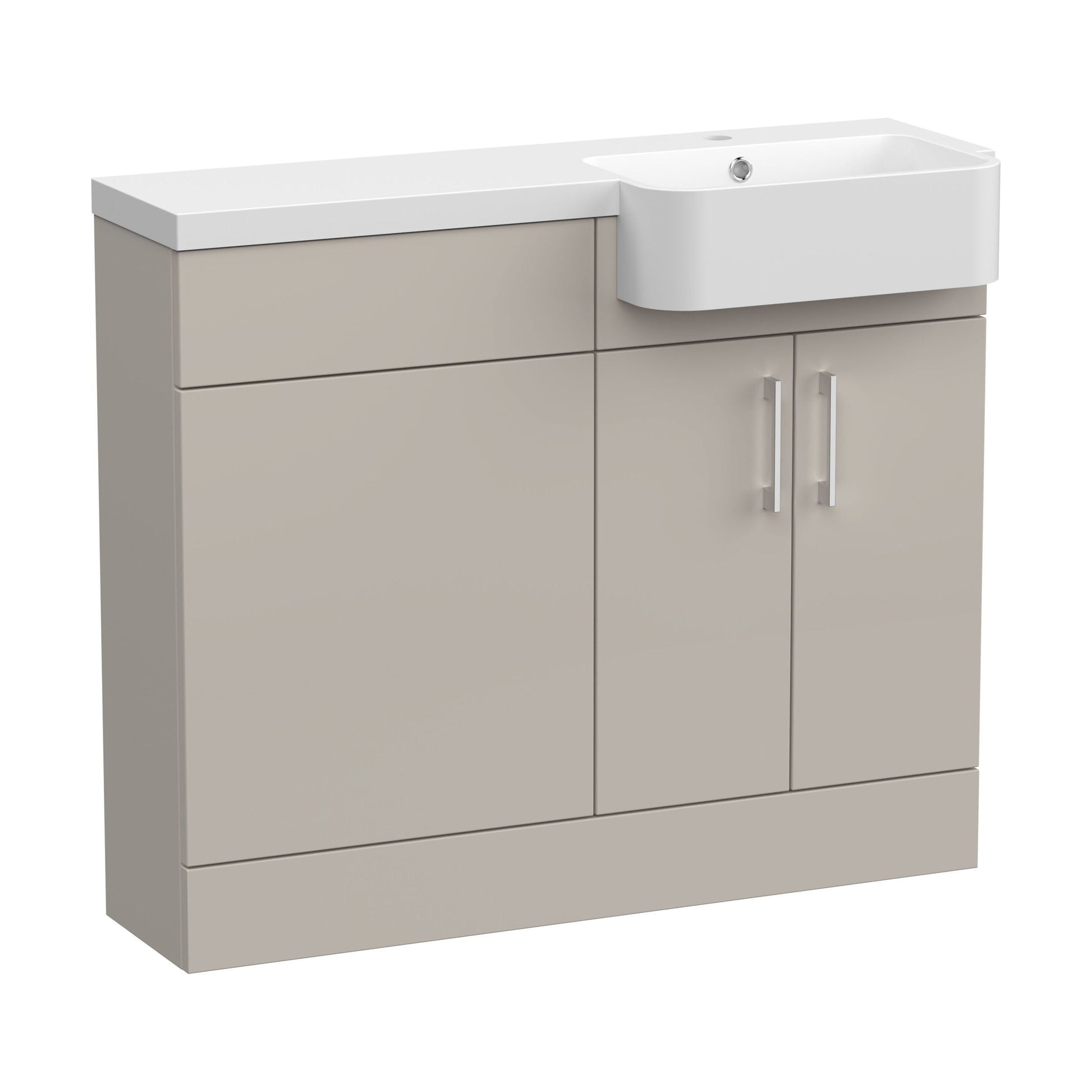 [BFFLR3204R] Wichnor Contemporary Floor Standing Compact 2 Door Combination Vanity Basin WC Unit with Polymarble Basin, 1000mm, Right Hand, Pebble Grey - Cutout