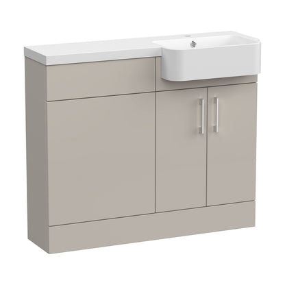 [BFFLR3204R] Wichnor Contemporary Floor Standing Compact 2 Door Combination Vanity Basin WC Unit with Polymarble Basin, 1000mm, Right Hand, Pebble Grey - Cutout