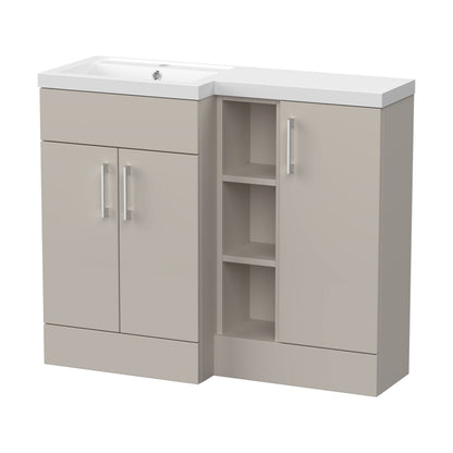 [BFFLR3208L] Wichnor Contemporary Floor Standing 3 Door Vanity Basin WC Unit with Polymarble Basin, 1000mm, Left Hand, Pebble Grey - Cutout