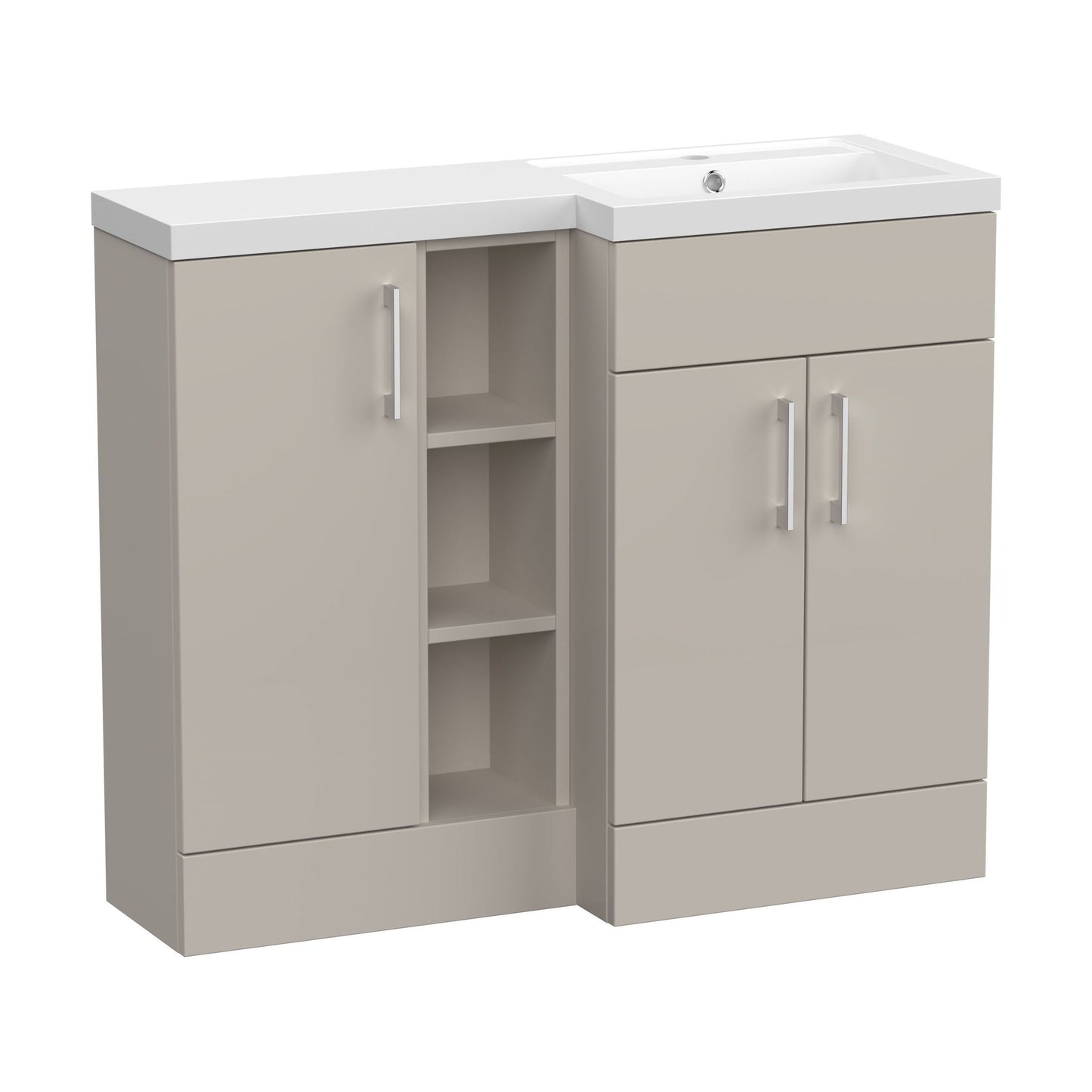 [BFFLR3208R] Wichnor Contemporary Floor Standing 3 Door Vanity Basin WC Unit with Polymarble Basin, 1000mm, Right Hand, Pebble Grey - Cutout