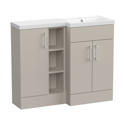 [BFFLR3208R] Wichnor Contemporary Floor Standing 3 Door Vanity Basin WC Unit with Polymarble Basin, 1000mm, Right Hand, Pebble Grey - Cutout