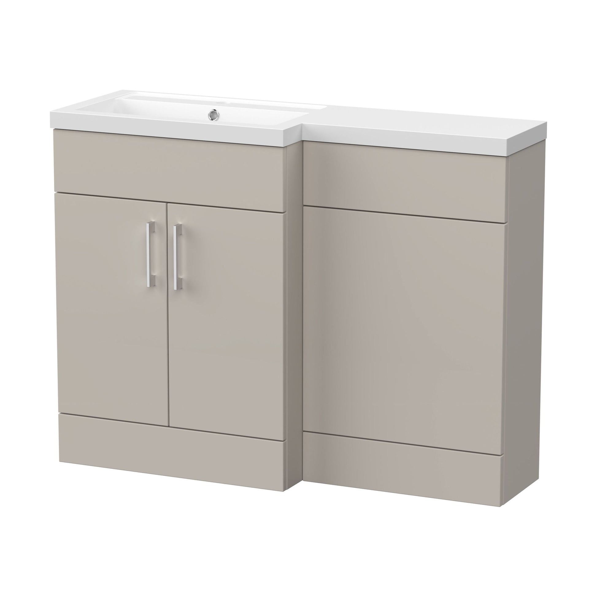 [BFFLR3209L] Wichnor Contemporary Floor Standing 2 Door Vanity Basin WC Unit with Polymarble Basin, 1100mm, Left Hand, Pebble Grey - Cutout