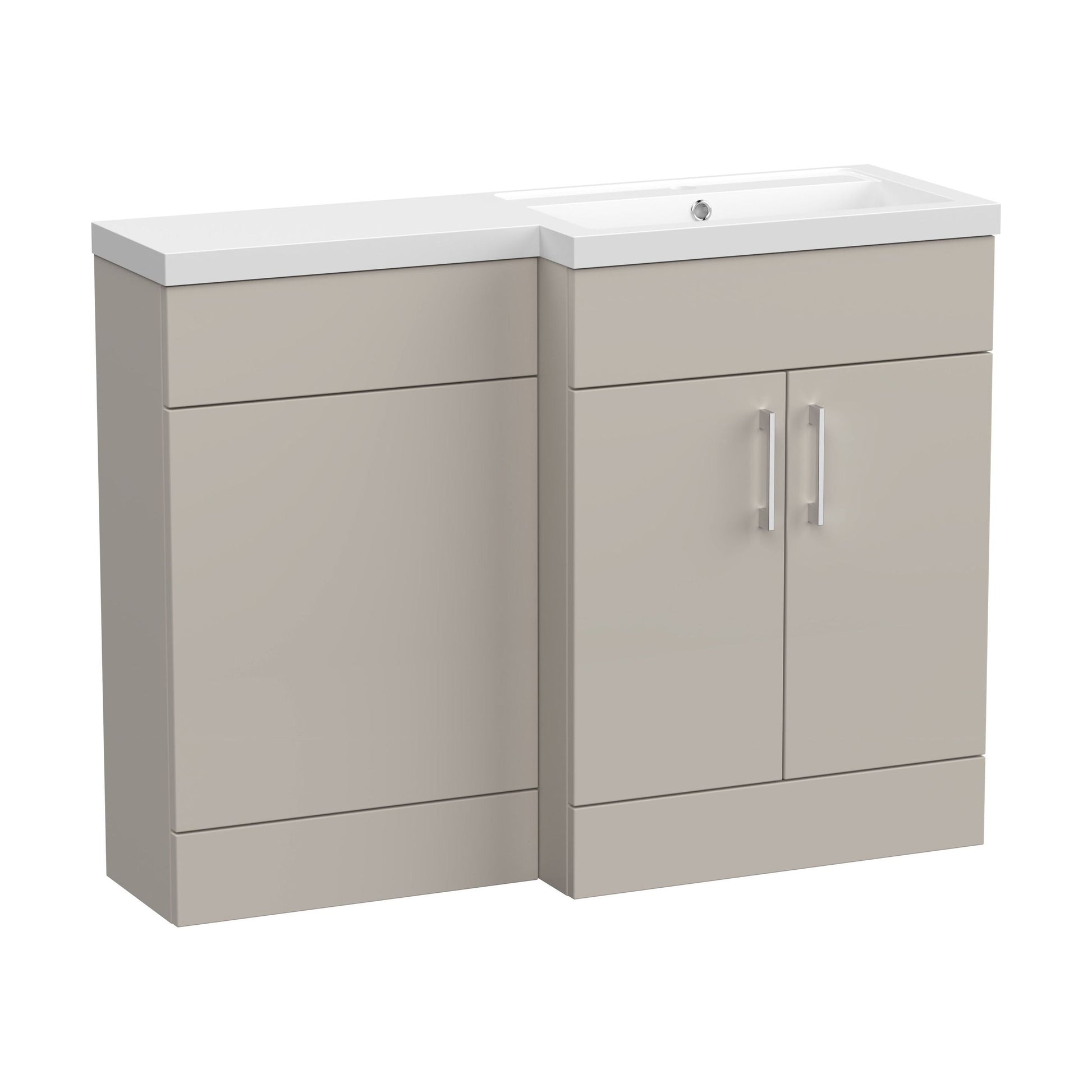 [BFFLR3209R] Wichnor Contemporary Floor Standing 2 Door Vanity Basin WC Unit with Polymarble Basin, 1100mm, Right Hand, Pebble Grey - Cutout