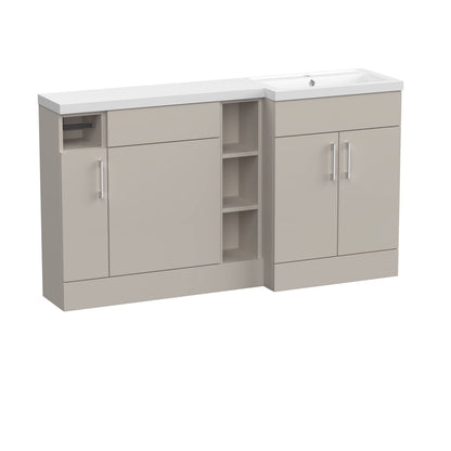[BFFLR3211R] Wichnor Floor Standing 3 Door, Open Shelf Vanity Basin WC Unit with Toilet Roll Holder and Polymarble Basin, 1500mm, Right Hand, Pebble Grey - Cutout