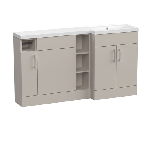 [BFFLR3211R] Wichnor Floor Standing 3 Door, Open Shelf Vanity Basin WC Unit with Toilet Roll Holder and Polymarble Basin, 1500mm, Right Hand, Pebble Grey - Cutout