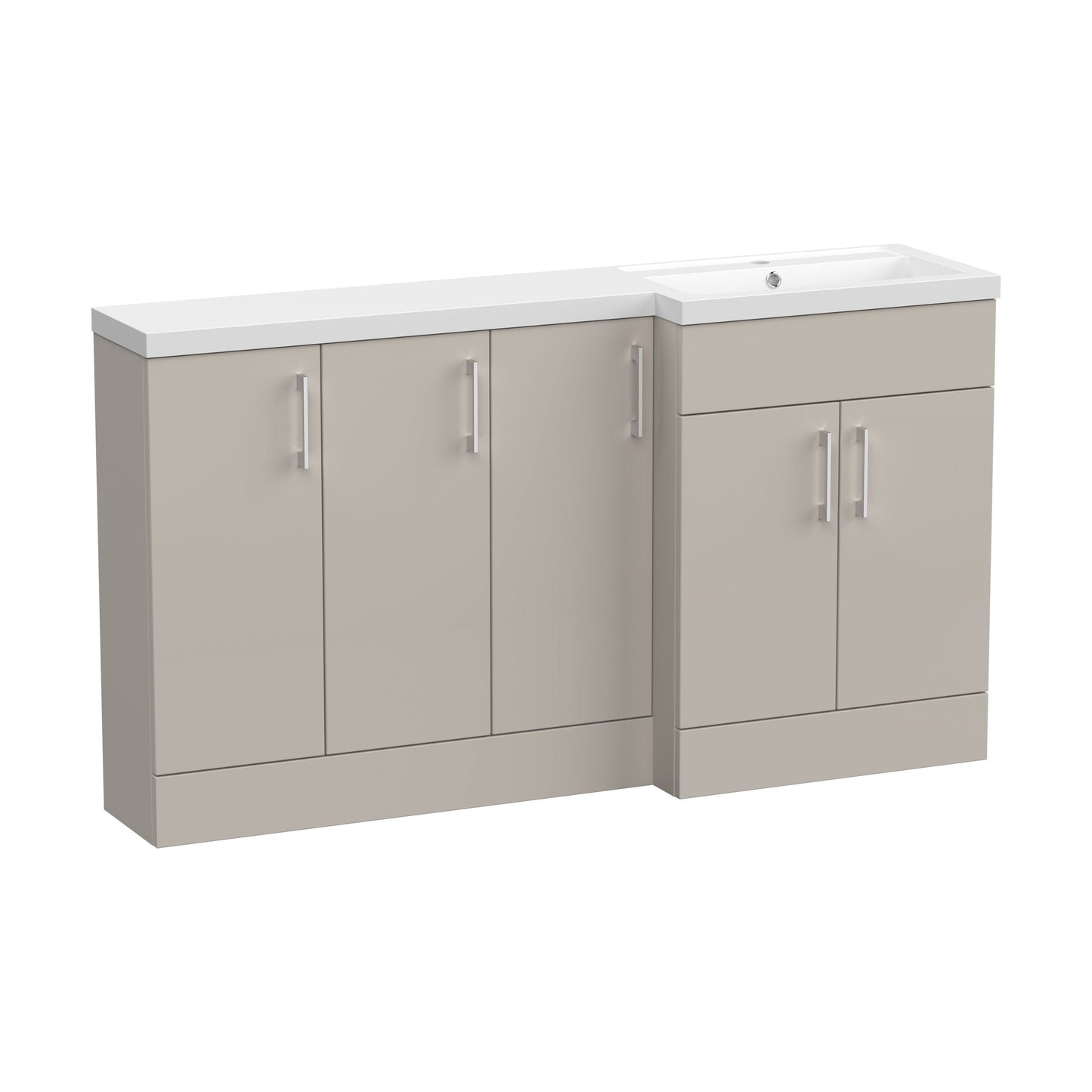 [BFFLR3212R] Wichnor Contemporary Floor Standing 5 Door Vanity Basin Combination Unit with Polymarble Basin, 1500mm, Right Hand, Pebble Grey - Cutout