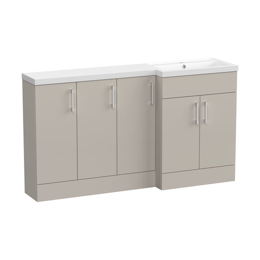 [BFFLR3212R] Wichnor Contemporary Floor Standing 5 Door Vanity Basin Combination Unit with Polymarble Basin, 1500mm, Right Hand, Pebble Grey - Cutout
