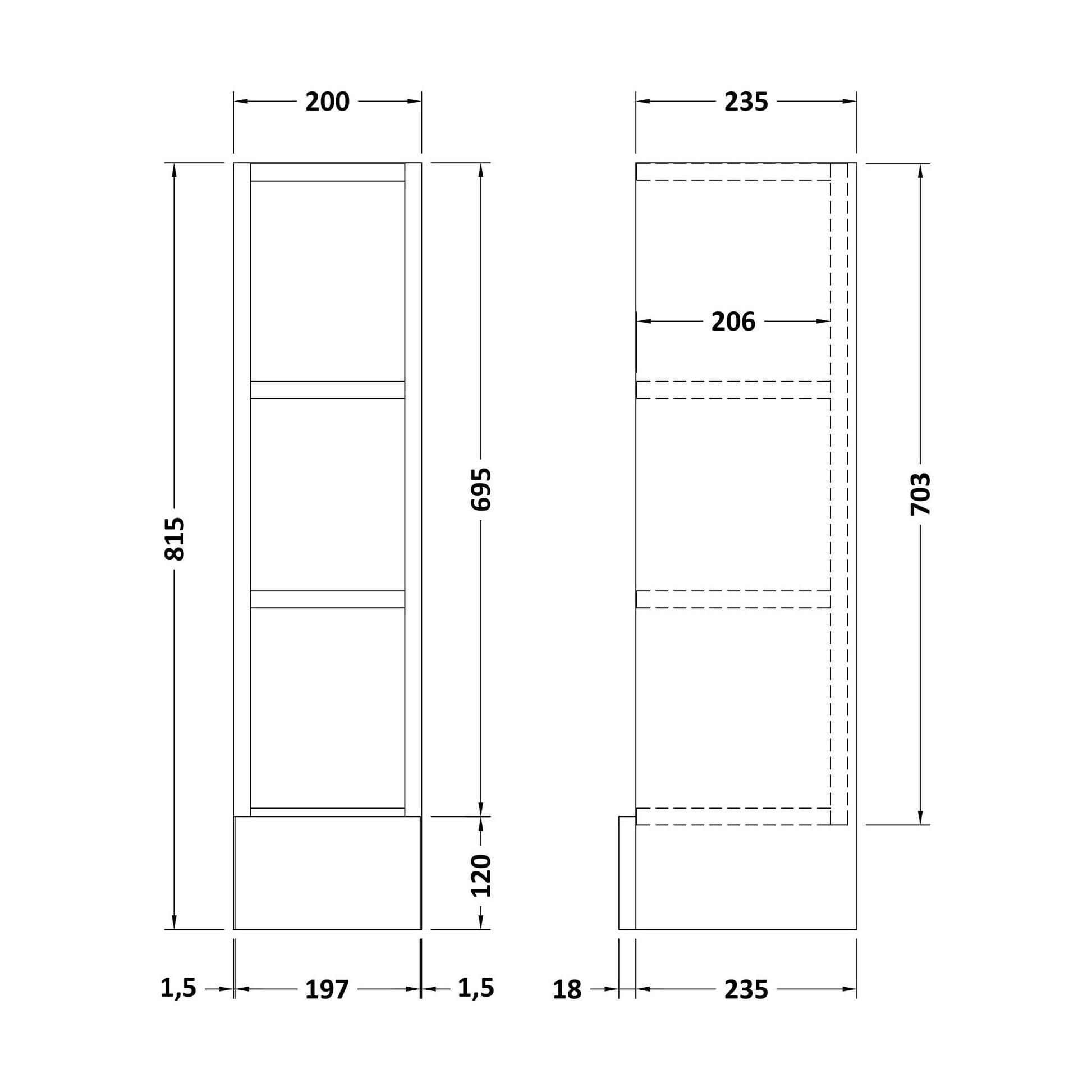 [BFFSH1880] 200 Open Unit (235) - Technical Drawing
