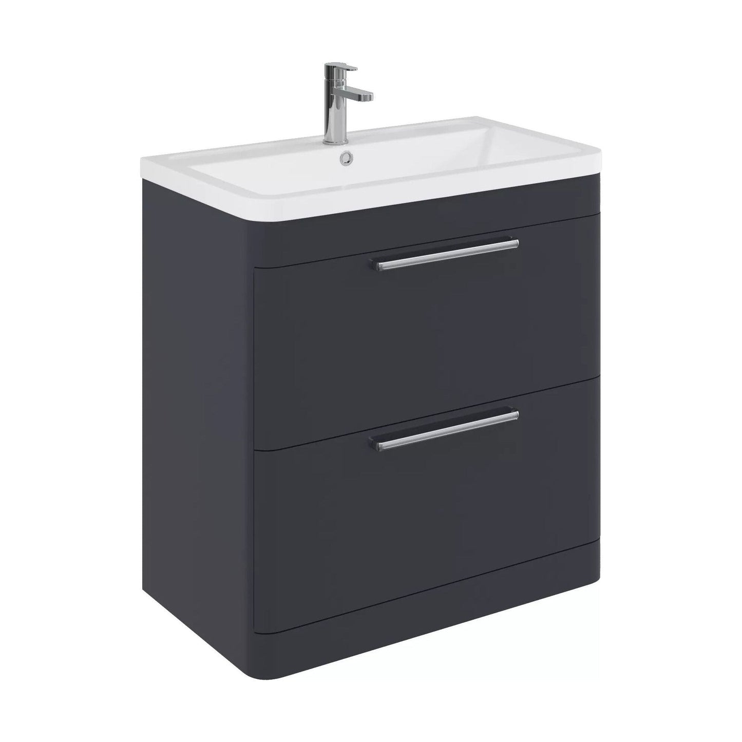 [BFGE1404A] Balterley Contemporary Bathroom Floor Standing Vanity Unit with 2 Soft Close Drawers & 1 Tap Hole Ceramic Basin, Dark Grey, 800mm - Cutout