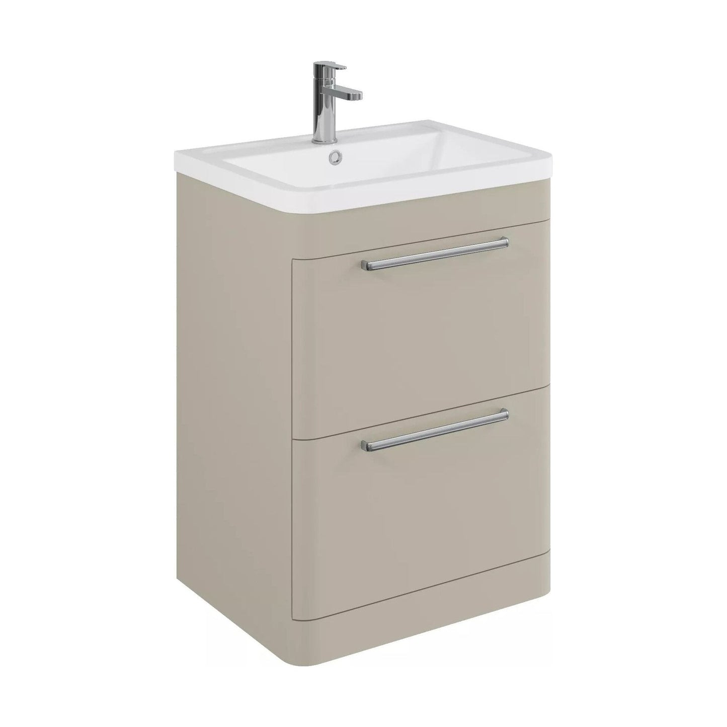 [BFGE3201] Balterley Contemporary Bathroom Floor Standing Vanity Basin Unit with 2 Drawers & 1 Tap Hole Polymarble Basin, Pebble Grey, 600mm - Cutout