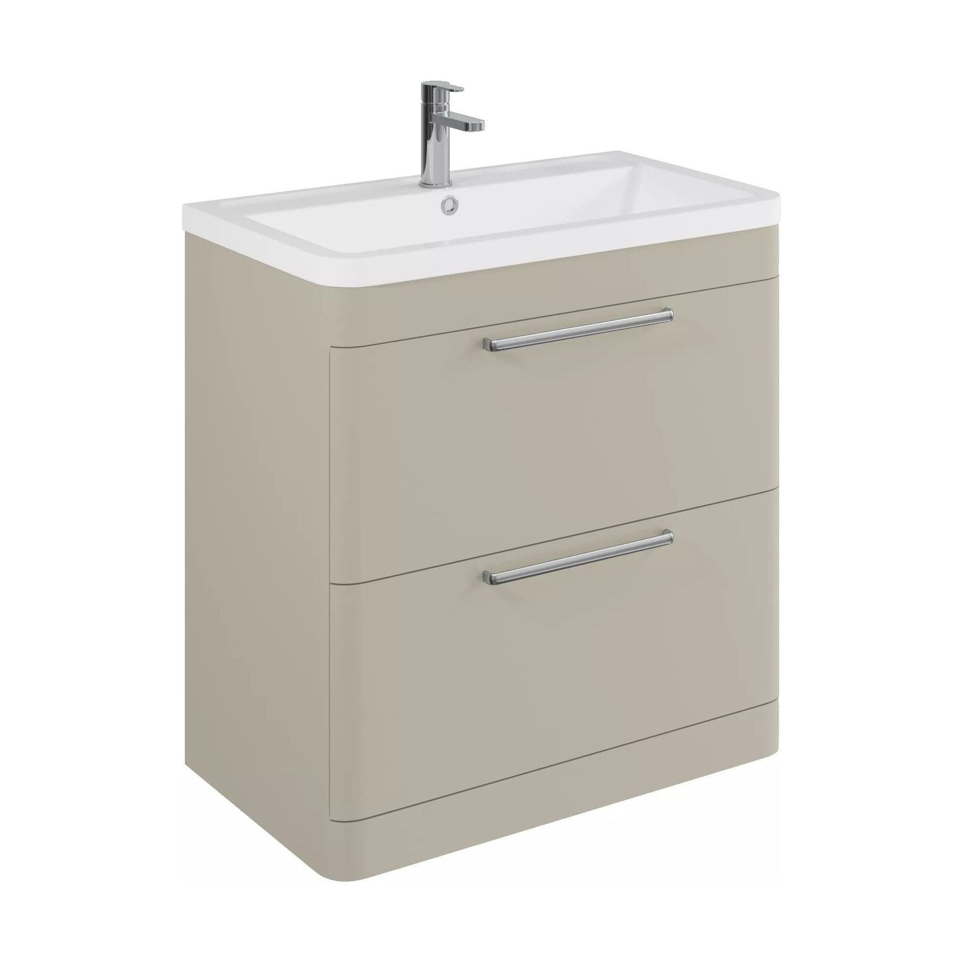 [BFGE3204] Balterley Contemporary Bathroom Floor Standing Vanity Basin Unit with 2 Drawers & 1 Tap Hole Polymarble Basin, Pebble Grey, 800mm - Cutout
