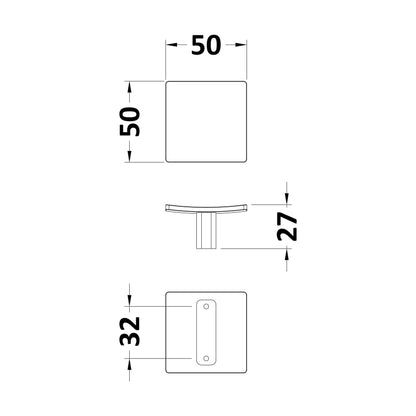 [BFH421] Balterley Knob Furniture Handle - Matt Black - Technical Drawing