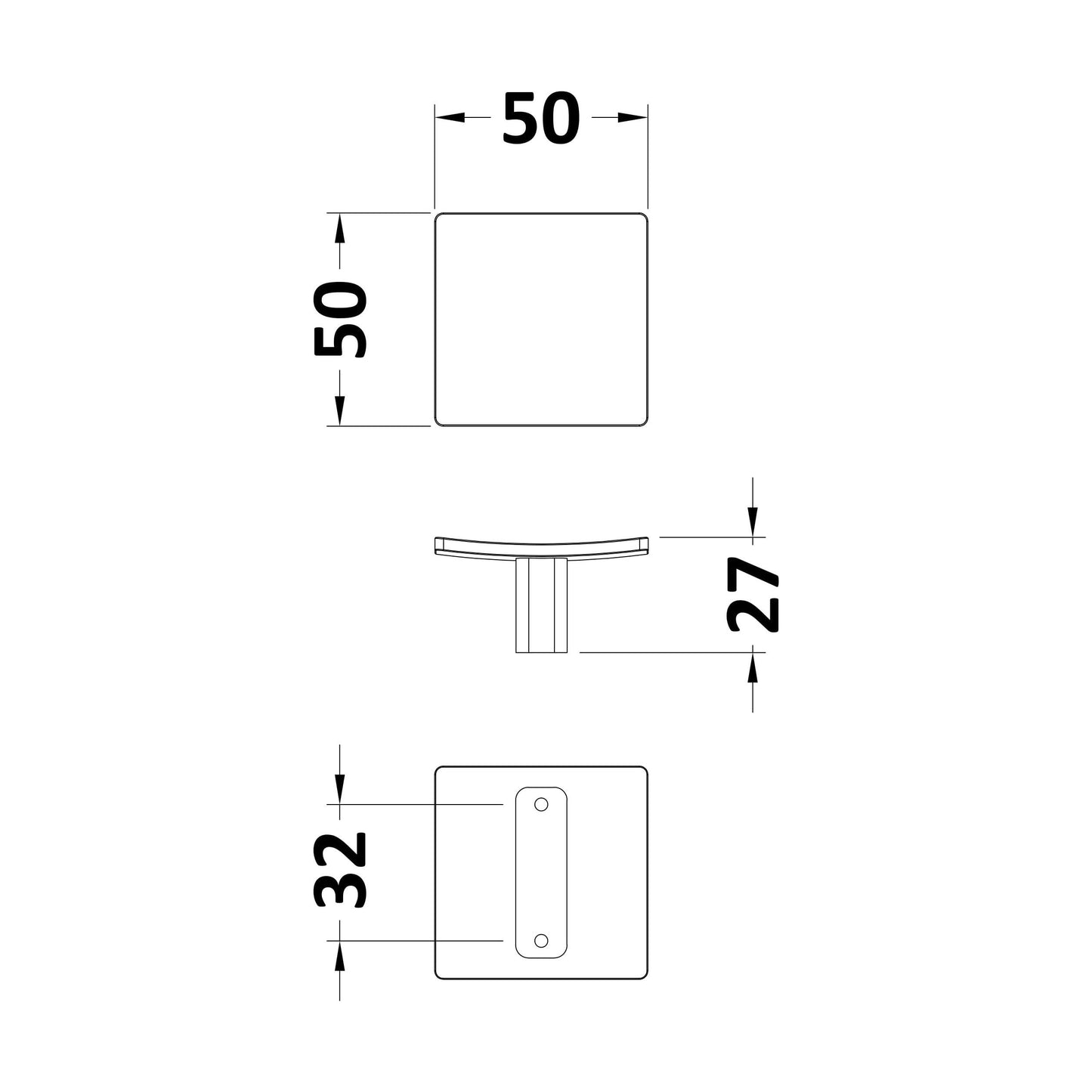 [BFH821] Balterley Knob Furniture Handle - Brushed Brass - Technical Drawing