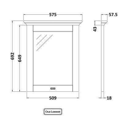 [BFHA213] Harrington Flat Mirror 600mm - Technical Drawing