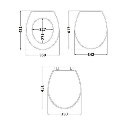 [BFHA299] Harrington Toilet Seat GREY - Technical Drawing
