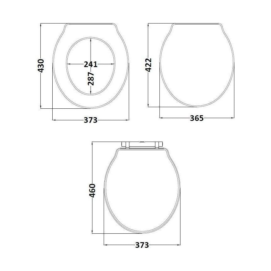 [BFHA398] Harrington Round Toilet Seat TWIBLUE - Technical Drawing