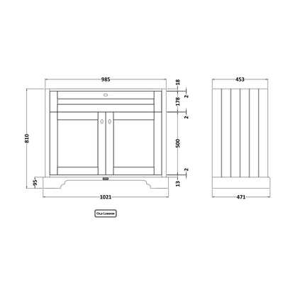 [BFHAN207] 1000 2-DOOR BASIN UNIT - Technical Drawing