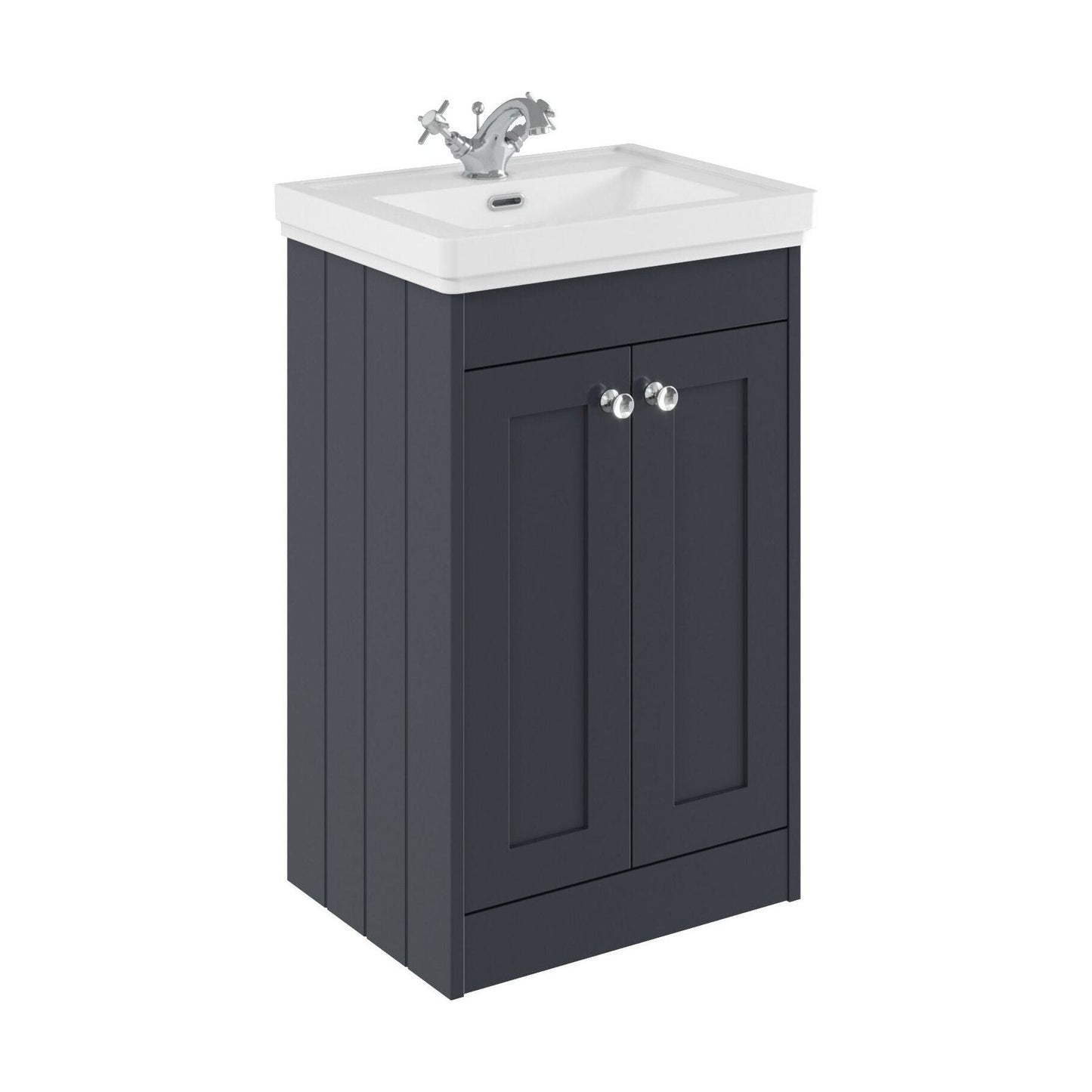 [BFHE1423A] Balterley 500mm Floor Standing 2 Door Unit with Classic Basin 1 Tap Hole - Satin Dark Grey - Cutout