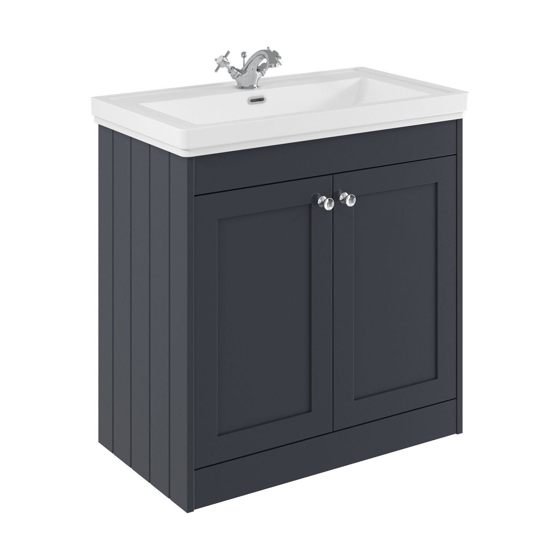 [BFHE1426A] Balterley 800mm Floor Standing 2 Door Unit with Classic Basin 1 Tap Hole - Satin Dark Grey - Cutout