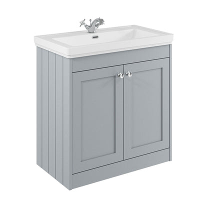 [BFHE226A] Balterley 800mm Floor Standing 2 Door Unit with Classic Basin 1 Tap Hole - Satin Grey - Cutout