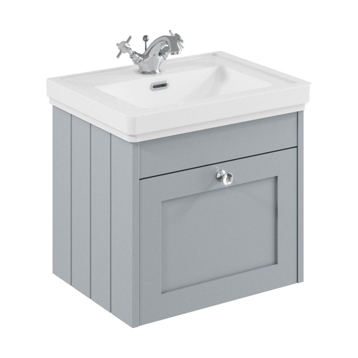 [BFHE291A] Balterley 500mm Wall Hung 1 Drawer Unit with Classic Basin 1 Tap Hole - Satin Grey - Cutout