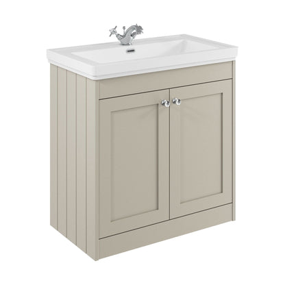 [BFHE3226A] Balterley 800mm Floor Standing 2 Door Unit with Classic Basin 1 Tap Hole - Pebble Grey - Cutout