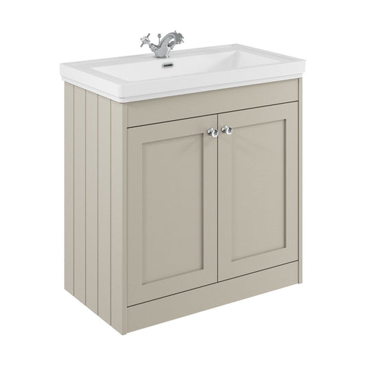 [BFHE3226A] Balterley 800mm Floor Standing 2 Door Unit with Classic Basin 1 Tap Hole - Pebble Grey - Cutout