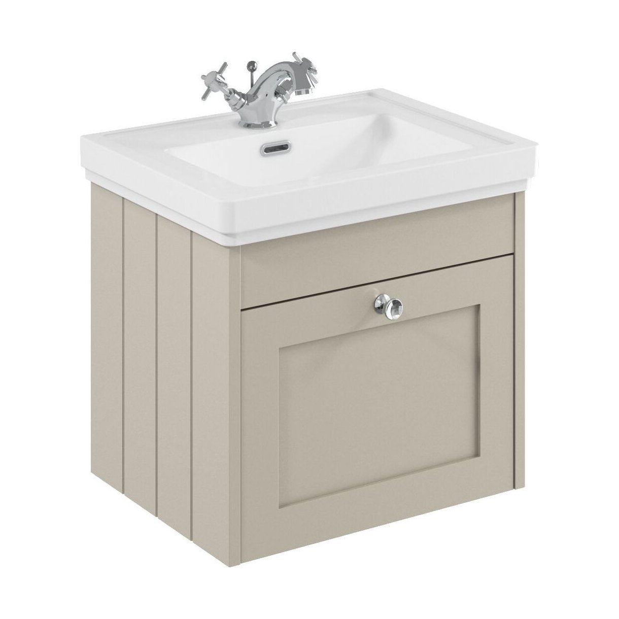 [BFHE3291A] Balterley 500mm Wall Hung 1 Drawer Unit with Classic Basin 1 Tap Hole - Pebble Grey - Cutout
