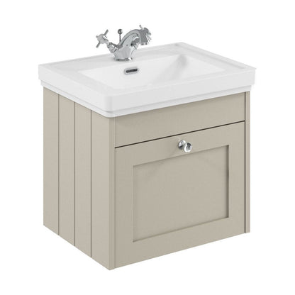 [BFHE3291A] Balterley 500mm Wall Hung 1 Drawer Unit with Classic Basin 1 Tap Hole - Pebble Grey - Cutout