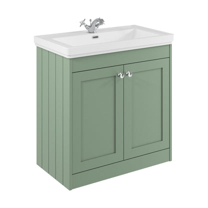 [BFHE826A] Balterley 800mm Floor Standing 2 Door Unit with Classic Basin 1 Tap Hole - Satin Green - Cutout