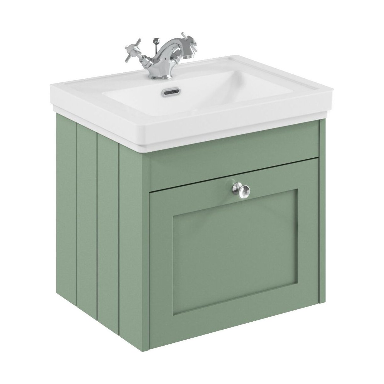 [BFHE891A] Balterley 500mm Wall Hung 1 Drawer Unit with Classic Basin 1 Tap Hole - Satin Green - Cutout