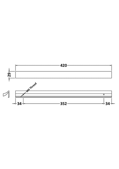 [BFHH007] 7 Shape Handle, 420mm (352mm Centres) - Chrome - Technical Drawing