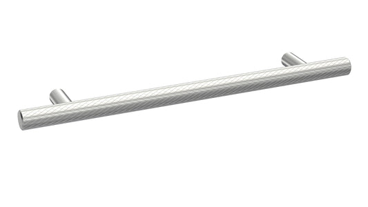[BFHH011] Furniture Handle Textured Knurled Bar Handle, 220mm (160mm Centres) - Satin Chrome - Cutout