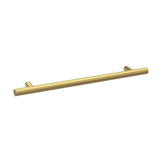 [BFHH032] Furniture Handle Textured Knurled Bar Handle, 252mm (192mm Centres) - Brushed Brass - Cutout