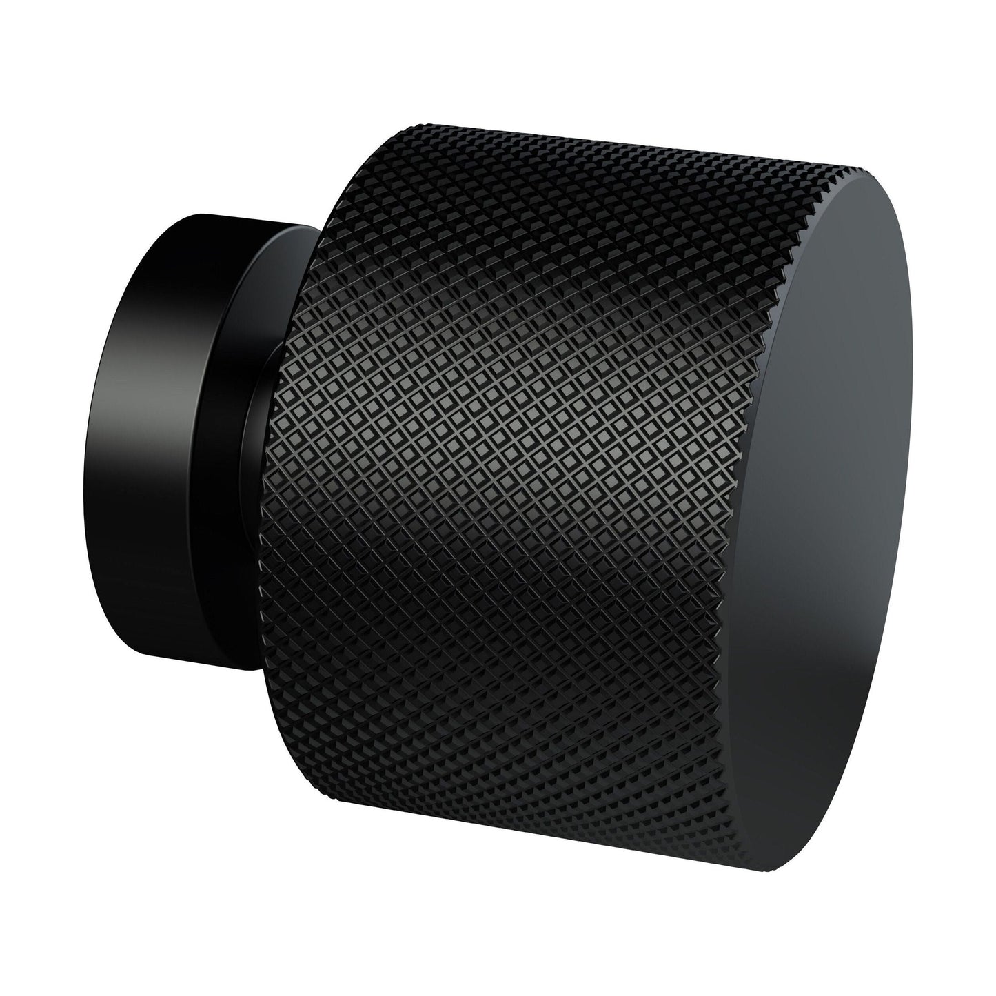 [BFHH214] Knurled Indented Round Knob, 30mm - Matt Black - Cutout