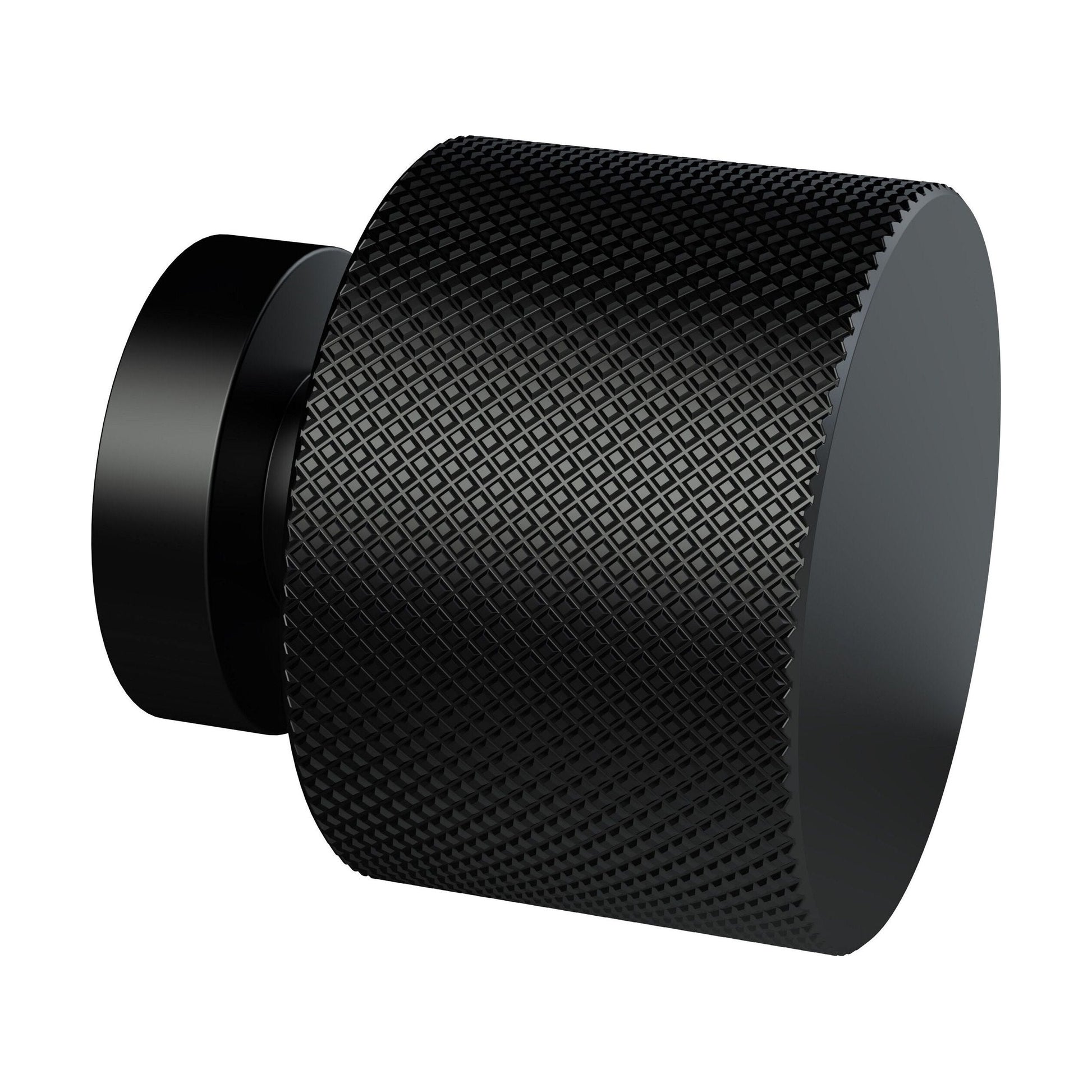 [BFHH214] Knurled Indented Round Knob, 30mm - Matt Black - Cutout