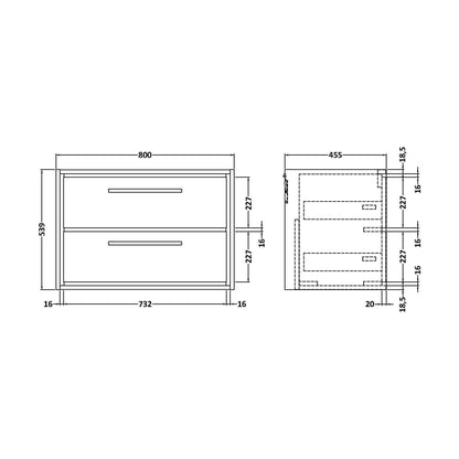 [BFIF2726] 800 WH 2-DRAWER UNIT (455 DEEP) - Technical Drawing