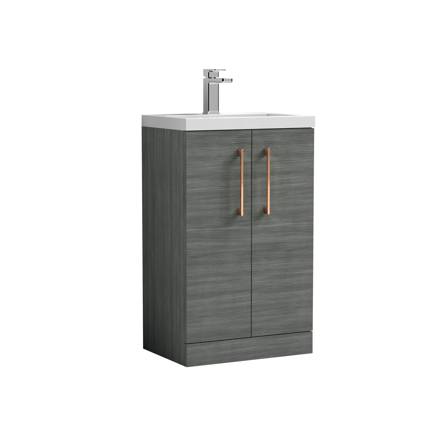 [BFLE004H019] Bramshall Contemporary Compact Floor Standing Vanity Basin Unit with Polymarble Basin, 500mm, Choice of Colour and Handle Finish - Cutout