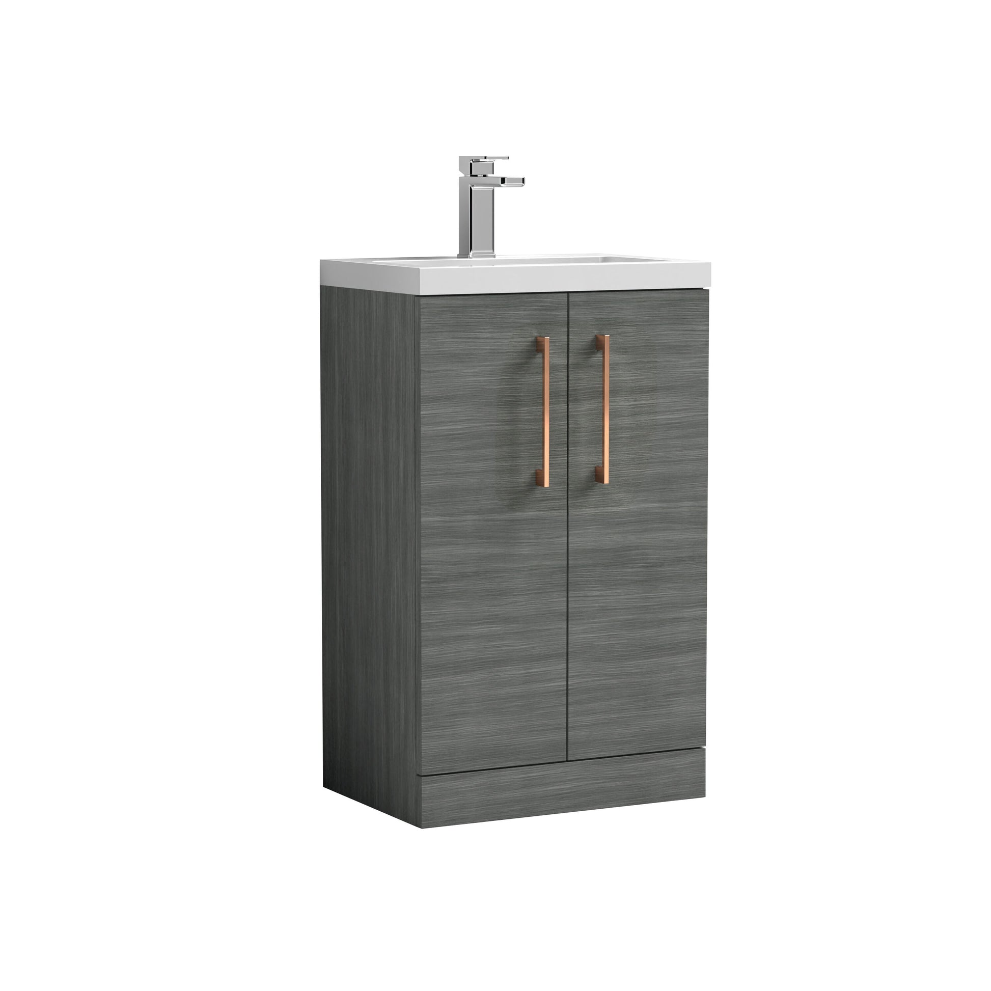 [BFLE004H019] Bramshall Contemporary Compact Floor Standing Vanity Basin Unit with Polymarble Basin, 500mm, Choice of Colour and Handle Finish - Cutout