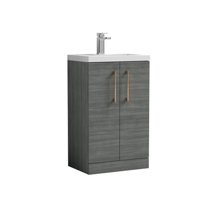 [BFLE004H1516] Bramshall Contemporary Compact Floor Standing Vanity Basin Unit with Polymarble Basin, 500mm, Choice of Colour and Handle Finish - Cutout