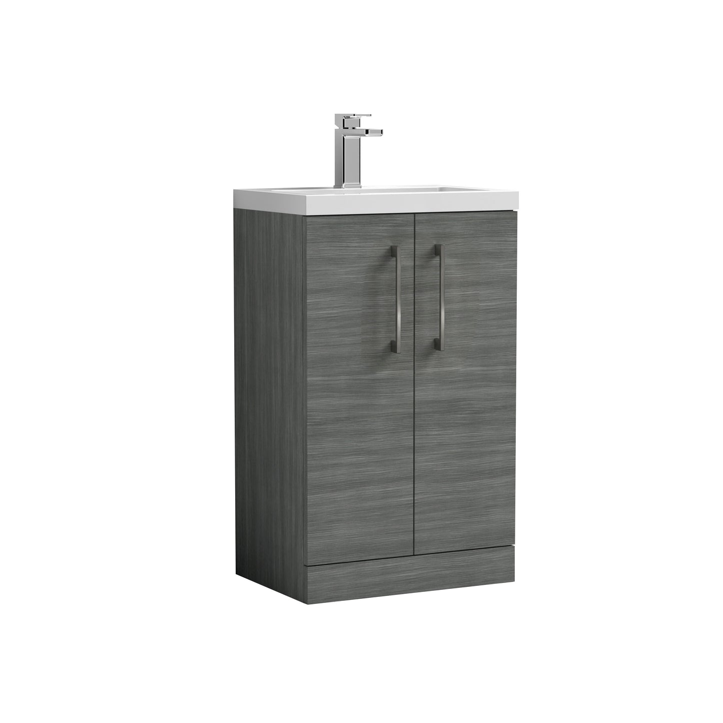 [BFLE004H716] Bramshall Contemporary Compact Floor Standing Vanity Basin Unit with Polymarble Basin, 500mm, Choice of Colour and Handle Finish - Cutout