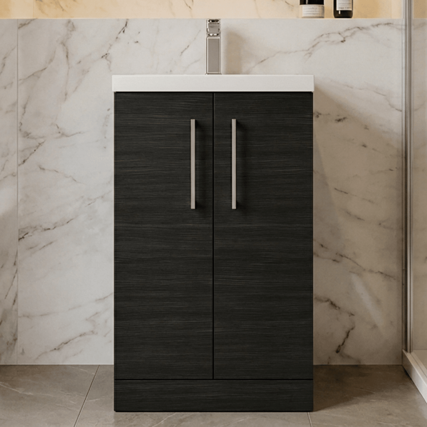 [BFLE005E] Bramshall Floor Standing Cloakroom Vanity Basin Unit with Choice of Finish, Handle Finish and Size - Silo