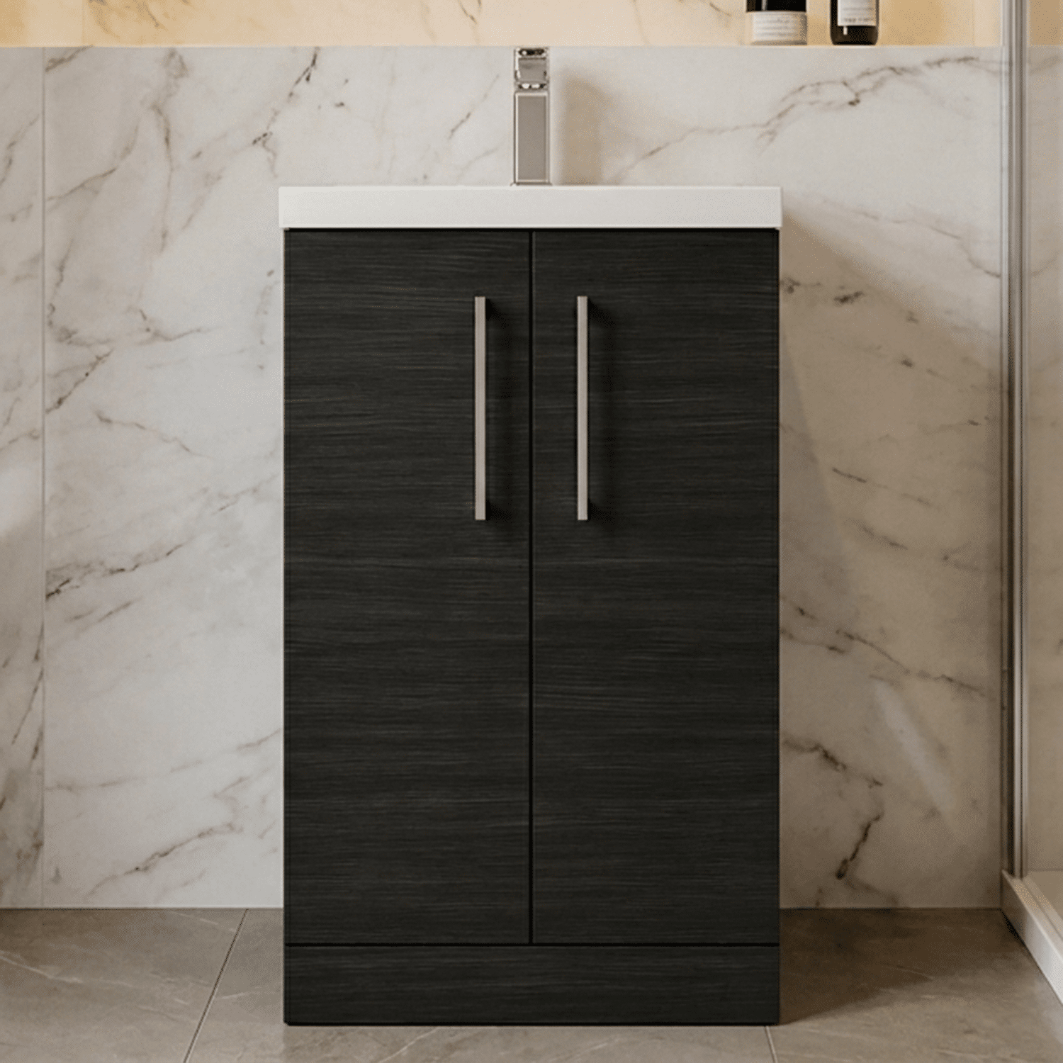 [BFLE005E] Bramshall Floor Standing Cloakroom Vanity Basin Unit with Choice of Finish, Handle Finish and Size - Silo
