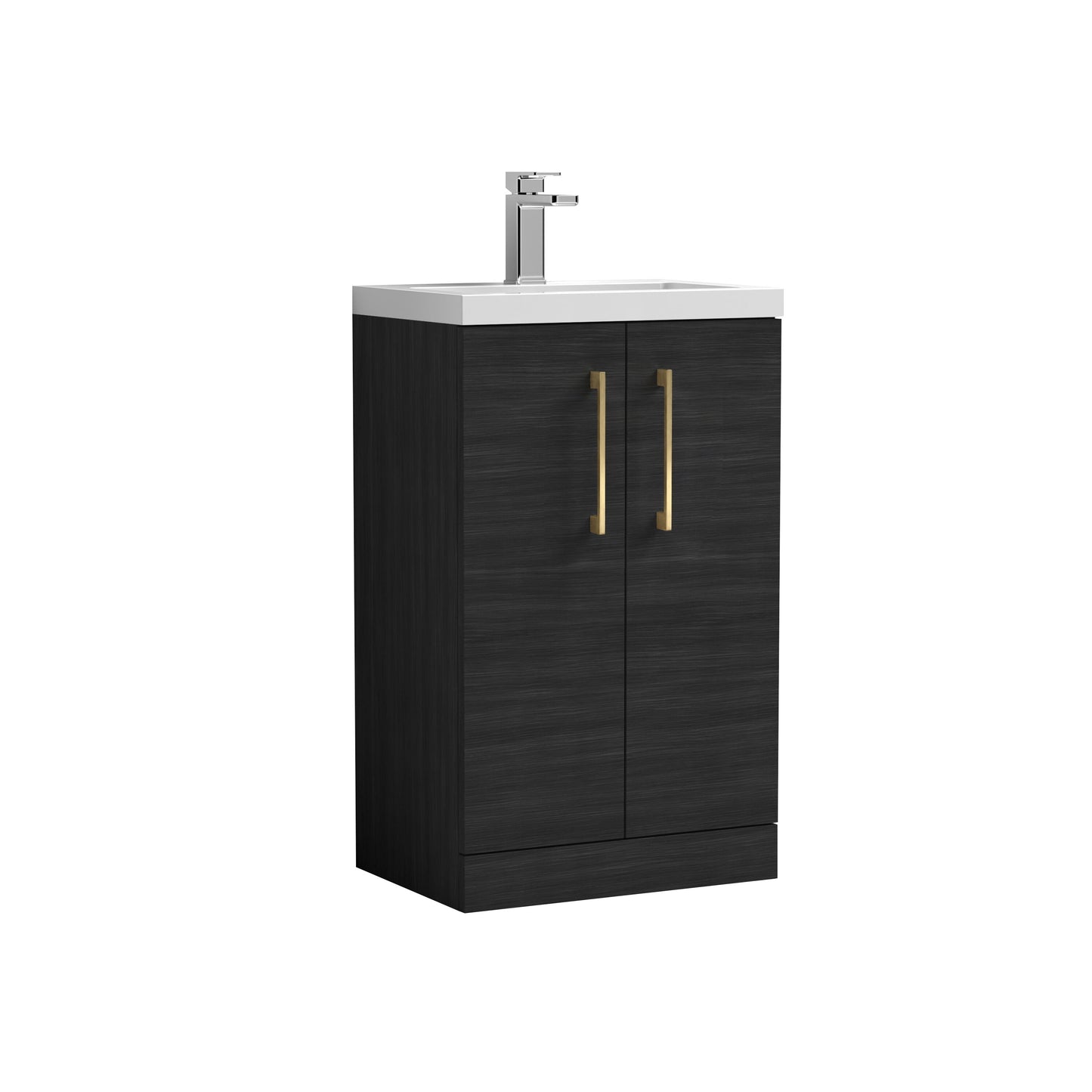 [BFLE005H017] Bramshall Contemporary Compact Floor Standing Vanity Basin Unit with Polymarble Basin, 500mm, Choice of Colour and Handle Finish - Cutout