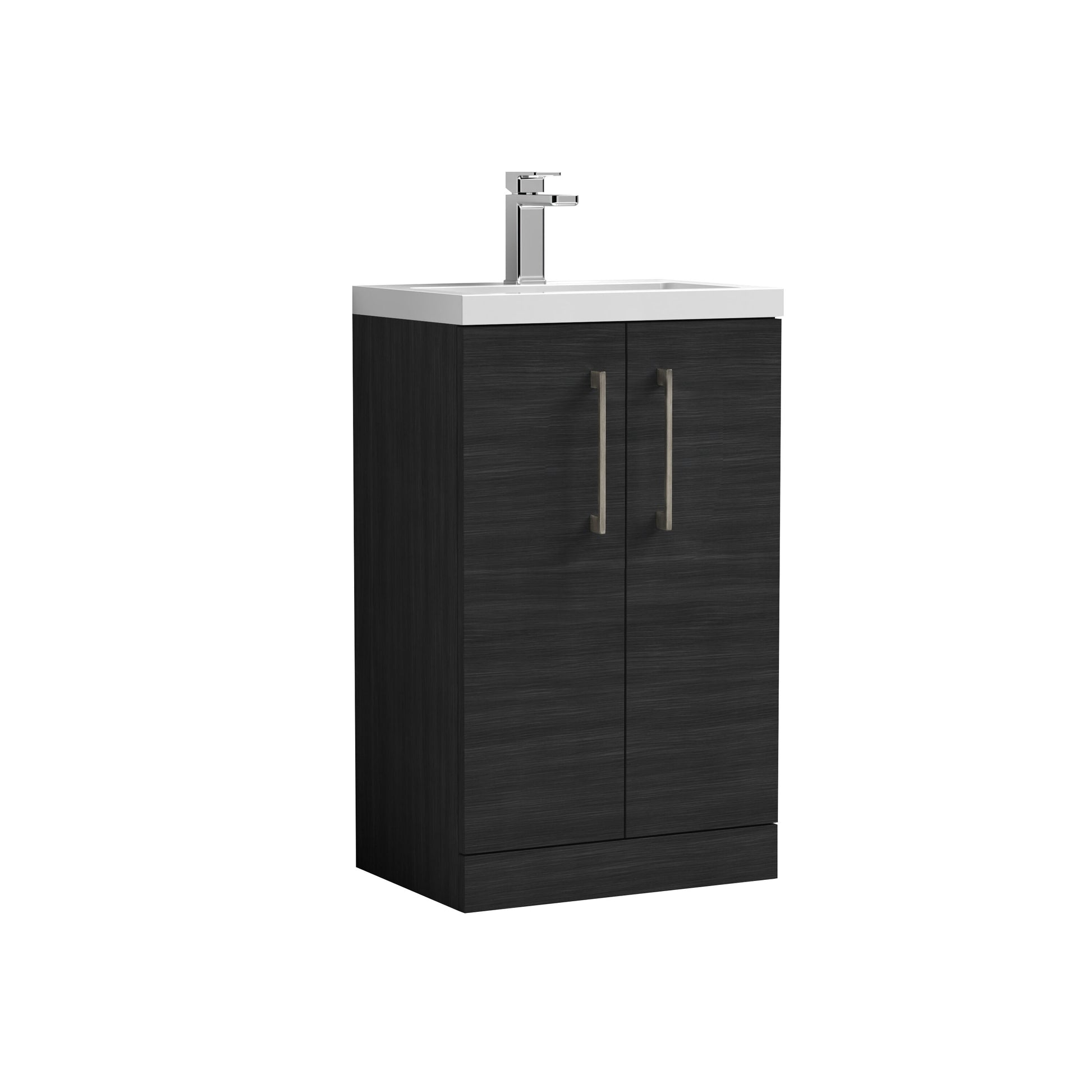 [BFLE005H716] Bramshall Contemporary Compact Floor Standing Vanity Basin Unit with Polymarble Basin, 500mm, Choice of Colour and Handle Finish - Cutout