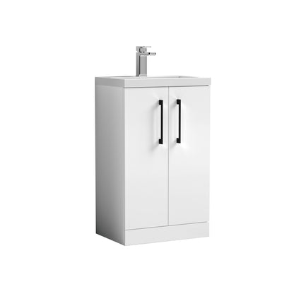 [BFLE006H018] Bramshall Contemporary Compact Floor Standing Vanity Basin Unit with Polymarble Basin, 500mm, Choice of Colour and Handle Finish - Cutout